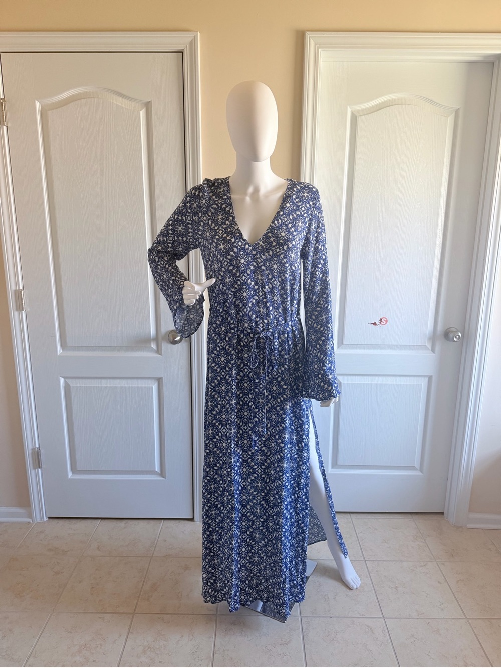 Lulu's Blue and White Printed Maxi Dress